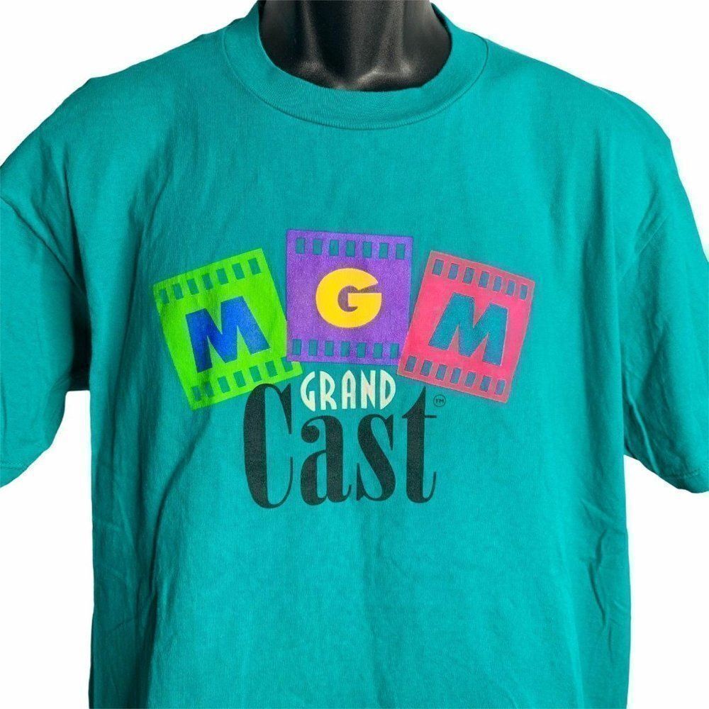 Vintage MGM Grand Cast T Shirt XL Green Crewneck